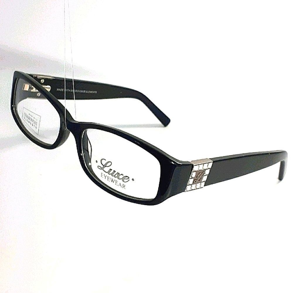 NEW Ladies Rx'able Eyeglass Frame, sassy bling BLACK 53-17-135